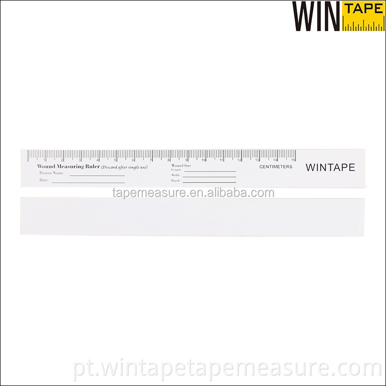 Régua de papel personalizado branco descartável de 15 cm Régua de medição de feridas médicas dobrável